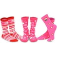 thumbnail image 1 of Chaussettes Crew pour Femmes Saint-Valentin Lot de 3 (Cœur Rose), 1 of 4
