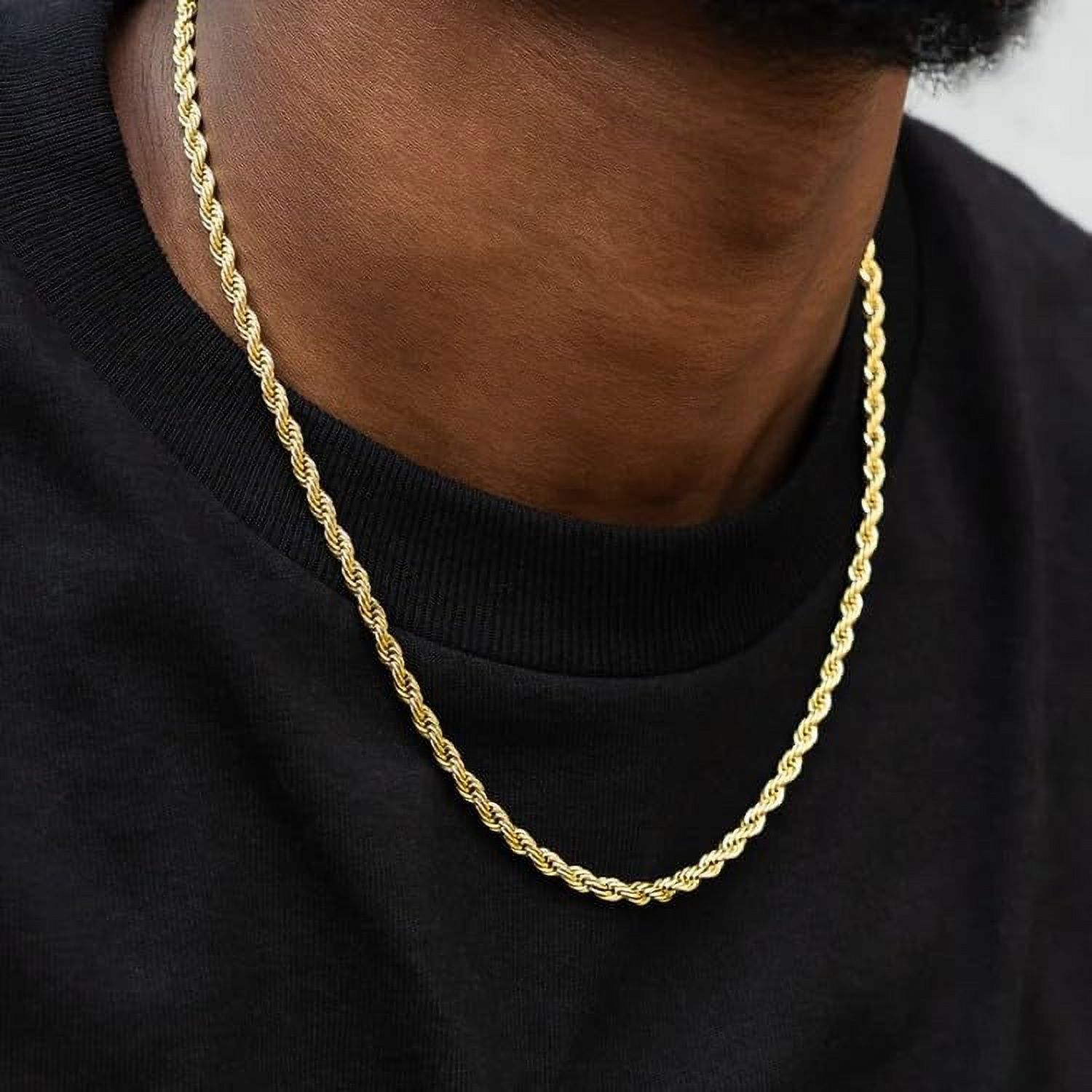 5mm 20 Inch Gold Plated Stainless Steel Rope Chain Necklace – Men Women – TrendsMax