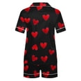 thumbnail image 4 of Tauxra Ensembles de Pyjama Imprimés pour Femmes Manches Courtes avec Poche, Col Montant Ensemble de Détente 2 Pcs, 4 of 9