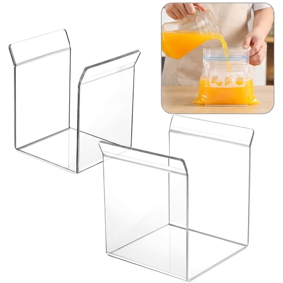 NOGIS Ziplock Bag Holder,Filling Freezer Bag Food Storage Prep Bag Baggy Rack Stand for Hands-Free to Pour Leftover Baggie Holder,Comes with Both Gallon & Quart Sizes 2 Pack