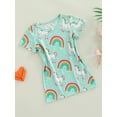 thumbnail image 3 of Chollius Toddler Girls Dress Crew Neck Short Sleeve Cartoon Unicorn Rainbow Printed Casual Loose Bodysuit Skirt Summer Clothes, 3 of 9