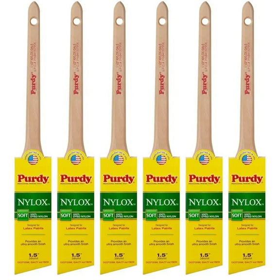 Genuine Purdy 6 Pack Nylox Dale Angular 1-1/2" Paint Brushes 144080215-6PK
