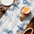 thumbnail image 3 of Blue Jellyfish Coastal Table Runner 72 Inches, Beach Starfish Nautical Coral Retro Bed Runner Dresser Scarves Tabletop for Indoor Outdoor Parties/Ceremony/Banquet, 14" x 72", 3 of 9