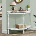 thumbnail image 5 of Half Moon Console Table, 2 Tier End Table with Cloud Design Top and Open Shelf, 42'' Retro Semi Circle Entryway Table with Wood Frame and Legs for Living Room, Hallway, 5 of 9