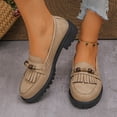 thumbnail image 3 of Xucatan Women's Vintage Fringe Loafers, Round Toe Tassel Slip On Flats with Beaded Strap Detail, Chunky Sole Comfortable Shoes, Versatile British Casual Style Gift, 3 of 9