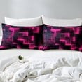 thumbnail image 3 of Black Hot Pink Abstract Full Sheets Gradient Square Bed Sheets, Geometry Grid Fitted Sheet Full Neon Checkered Bed Set Glowing Plaid Bedding 3D Modern Bedroom Decor 3pcs (Deep Pocket)，No Top Sheet, 3 of 5