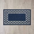 thumbnail image 2 of Washable Skid-Resistant Runner Rug, Trellis Border , Denim Twist and Light Grey , 26" x 45", 2 of 9