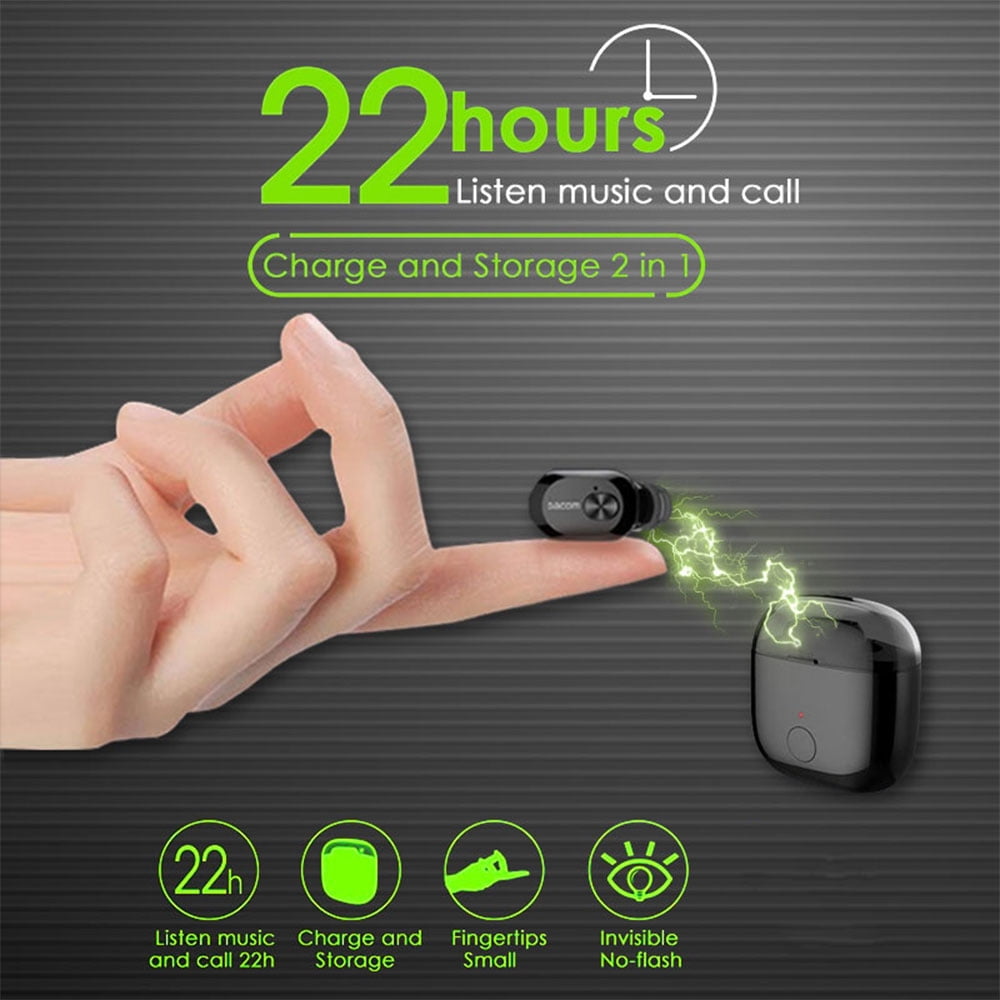 Bluetooth 4.2 BassMini True Wireless Headphones, Sports Wireless nvisible In-ea Earbuds Earphones, Built-in Microphone for iPhone, Samsung, Android Phone