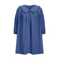 thumbnail image 4 of LADIGASU Clearance Women's 3/4 Puff Sleeve Plaid Mini Dress Lapel Doll Collar Loose Dress, 4 of 5