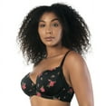 thumbnail image 3 of PARFAIT Women's Casey Plunge Molded T-Shirt Bra - Black w/ Rose Print - 42I, 3 of 4