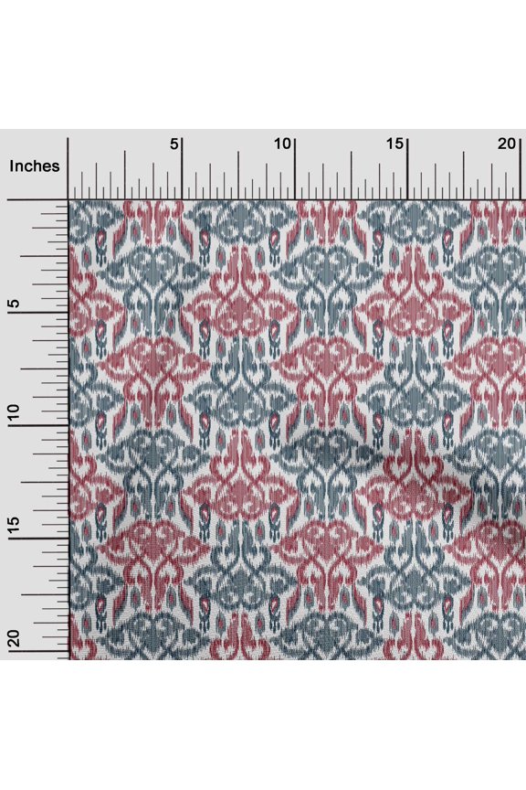 Organic Cotton Poplin Twill Fabric Swirl & Paisley Ikat Print Fabric BTY 42 Inch Wide