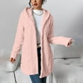 thumbnail image 3 of Levmjia Women Hooded Coat Fall Winter Warm Fashion Solid Color Long Sleeve Button Cardigan Casual Plush Tops Daily Wear Work Holiday, 3 of 5