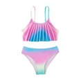 thumbnail image 2 of Hicidod Girls Bathing Suits Bikini Set 2 Piece Color Block Criss Cross Cute V Neck Summer Beach Teen Girl Swimwear with Shorts, 2 of 7