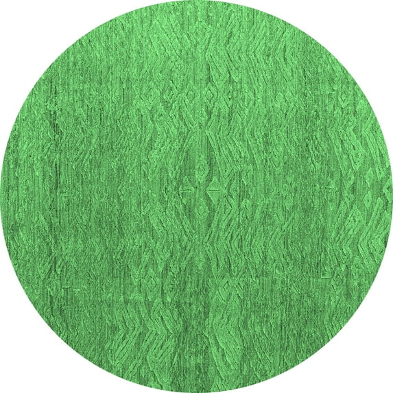 Ahgly Company Indoor Round Abstract Emerald Green Modern Area Rugs, 4' Round