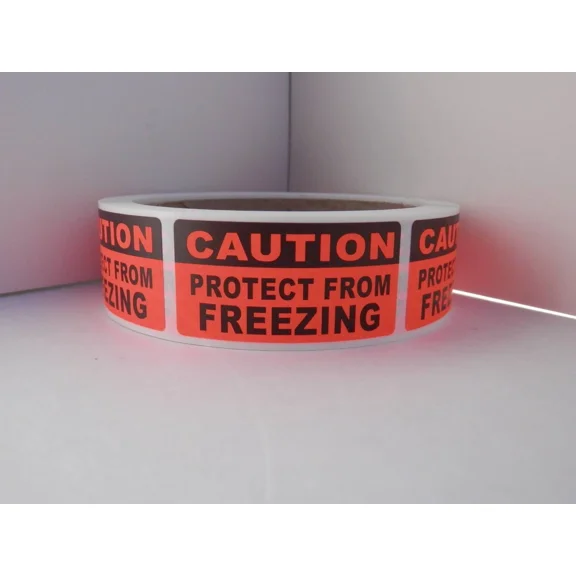 YANI -250 Stickers 1X2 Warning Label Caution Protect From Freezng Red Fluorescent