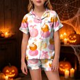 thumbnail image 2 of Leey-World Matching Pajamas Girls Shorts Set Toddler Short Sleeve Print Shirts Tops Pants Outfits Button, 2 of 5