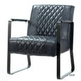 thumbnail image 2 of Accent Chair, PU Leather Upholstered Leisure Chair with Metal Frame and Tufted Backrest, Modern Single Sofa Chair Club Chair with Padded Cushion for Living Room, Office, Pub, Blue, 2 of 8