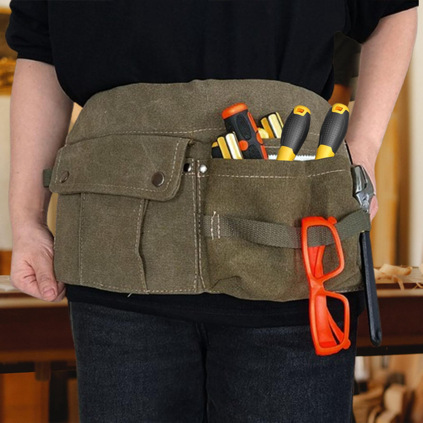 colaxi Tool Waist Bag Portable Tool Bag Large Capacity Canvas Waist Pocket Belt Waist Bag Tools Organizer for Electricians Builders Green