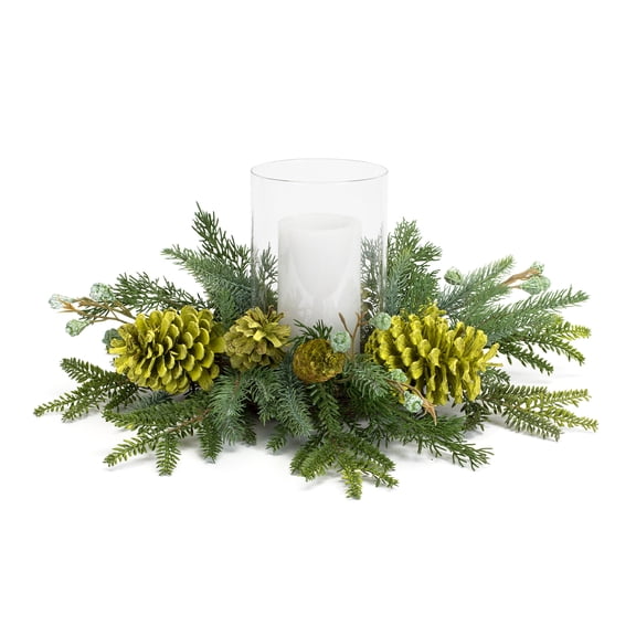 Home Decorative Mixed Pine Candle Holder 18"D x 7.75"H PVC