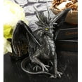 thumbnail image 1 of Ebros Ruth Thompson Metallic Grey Checkmate Dragon with Horns Statue 9" Tall, 1 of 5