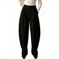 thumbnail image 2 of BRELIL Women's High Waisted Trousers with Pockets Solid Elegant Office Long Palazzo Pants Casual Loose Dress Pants for Work Fall Winter Outfits, Black M, 2 of 5