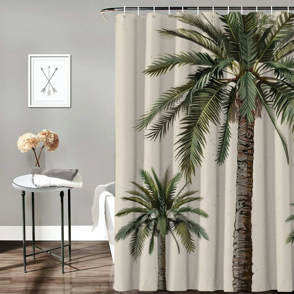 Fenyluxe Palm Trees Shower Curtains for Bathroom Home Decor 100% Polyester Fiber Washable Bathroom Shower Curtain Set with Hooks 60"x72