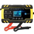 thumbnail image 2 of Welhome Car Battery Charger, 12V/8A 24V/4A Smart Automatic Battery Charger Maintainer Trickle Charger for Car Truck Motorcycle, Yellow, 2 of 7