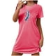 thumbnail image 2 of Camisón corto de talla grande para mujer, camisón de manga corta con estampado de pecho a la moda, camisón para mujer, 2 of 7