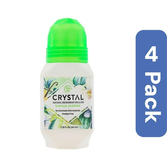 Crystal Essence Mineral Deodorant Roll On Vanilla Jasmine - 2.25 fl. oz. by Crystal Body Deodorant (pack of 4)