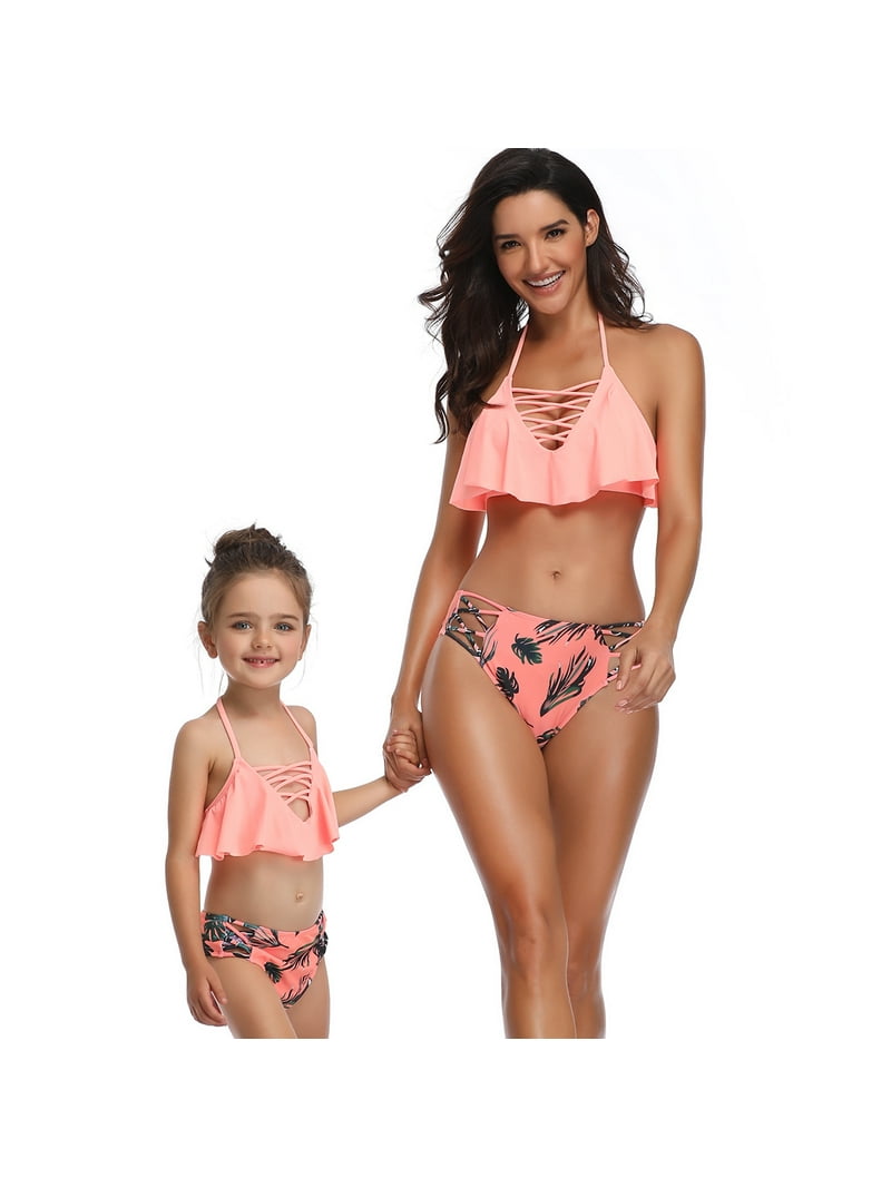 plan Fifty Depression Family Matching Swimwear Mother Daughter Women Kids Baby Girls Swimsuit  Bikini - Walmart.com
