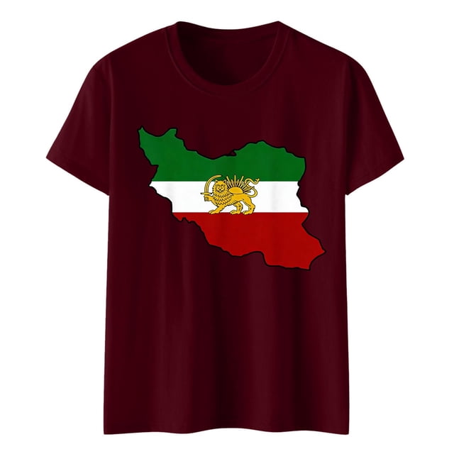 Camiseta de Manga Corta Impresa de Cuello Alto para las Mujeres, Tops de Cuello Redondo para las Mujeres Mezcla de Poliéster de Spandex de Uso Diario Casual