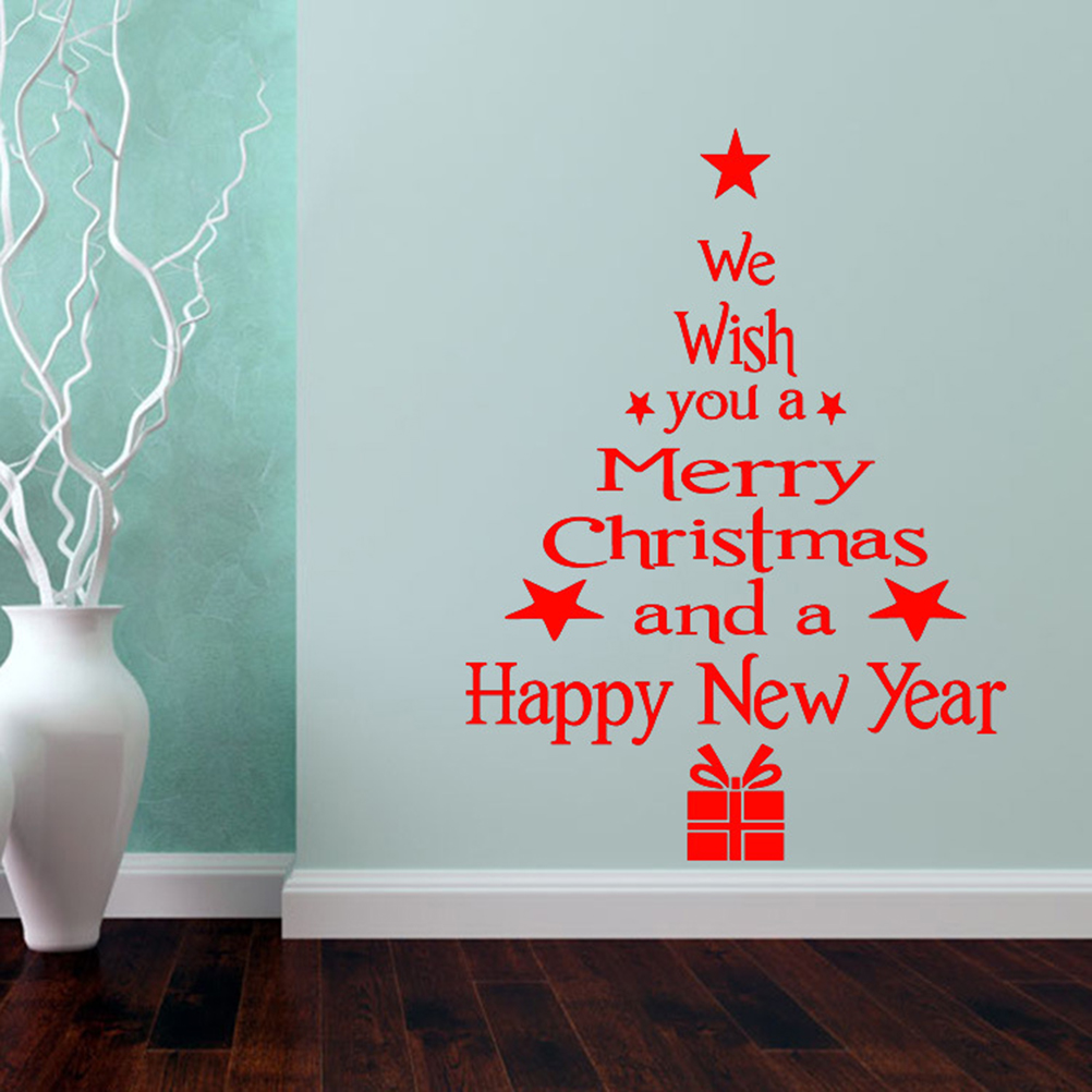 Merry Christmas Wall Sticker Removable Art Murals Wallpaper Decals for Living Room Bedroom TV Background Decoration (Red) - image 3 of 6
