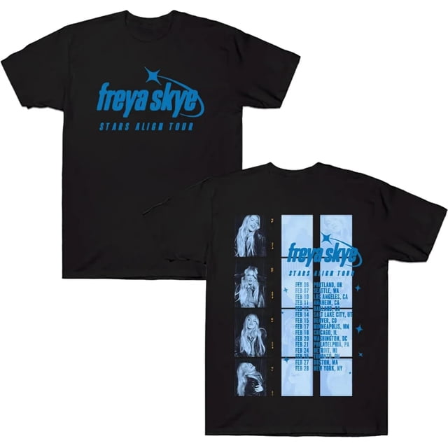 Freya Skye Marchandise de Chanteuse 2026 Été Tournée T-Shirt Étoiles Align Tournée Unisexe Col Rond Manches Courtes Hauts