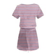 thumbnail image 5 of Sakmal Midi Sundresses for Women Pink Vacation Dress T Shirt Scoop Neck Striped Short Sleeve Dresses with Pockets, 5 of 5