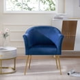 thumbnail image 2 of Hommoo Velvet Accent Chair with Wood Frame, Modern Armchair Club Leisure Chair with Gold Metal Legs, Single Reading Chair for Living Room Bedroom Office Hotel Apartments, Blue, 2 of 9