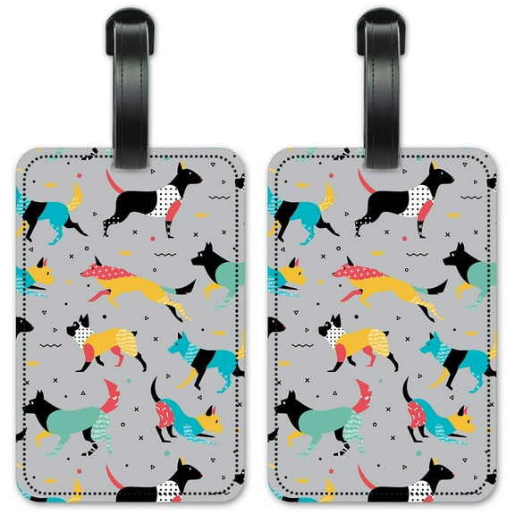 Patterned Dogs - Luggage ID Tags / Suitcase Identification Cards - Set of 2