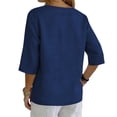 thumbnail image 4 of Womens Shirts Short Sleeve Kelon Womens Blouses Short Womens 3/4 Length Sleeve V Neck Linen Cotton Work Blouses Business Casual Outfits, 2XL, 4 of 8