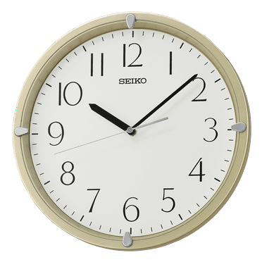 Seiko 12" Kuota Round Wall Clock, Golden Color Frame, Analog, Quartz, Battery Operated, Traditional QHA007GLH