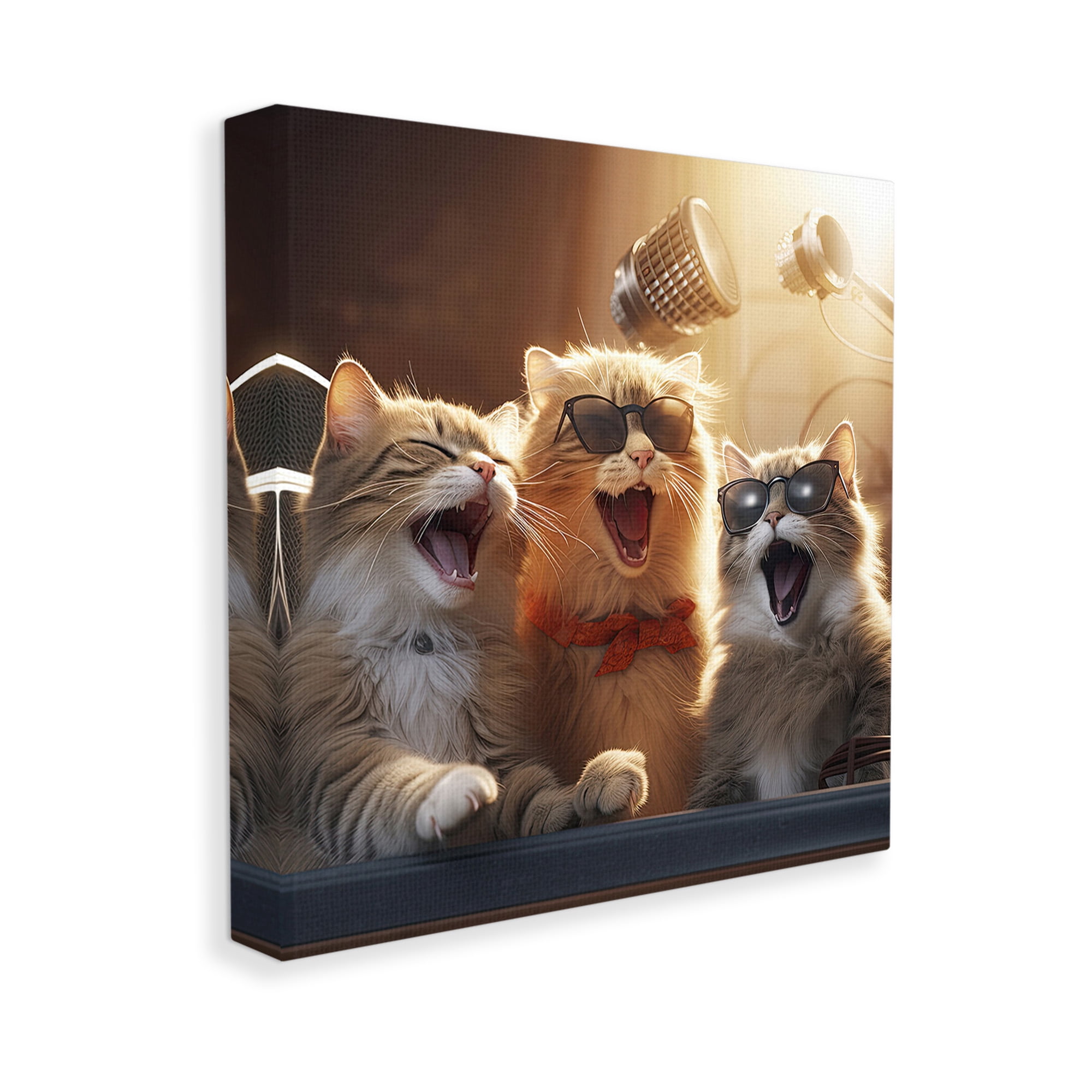 Stupell Industries Trendy Singing Cats Animals & Insects Painting Gallery Wrapped Canvas Art Print Wall Art, 36 x 36