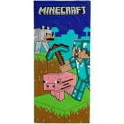 **minecraft kids bath pool beach towel - super soft & absorbent 100% cotton towel, measures 28 x 58