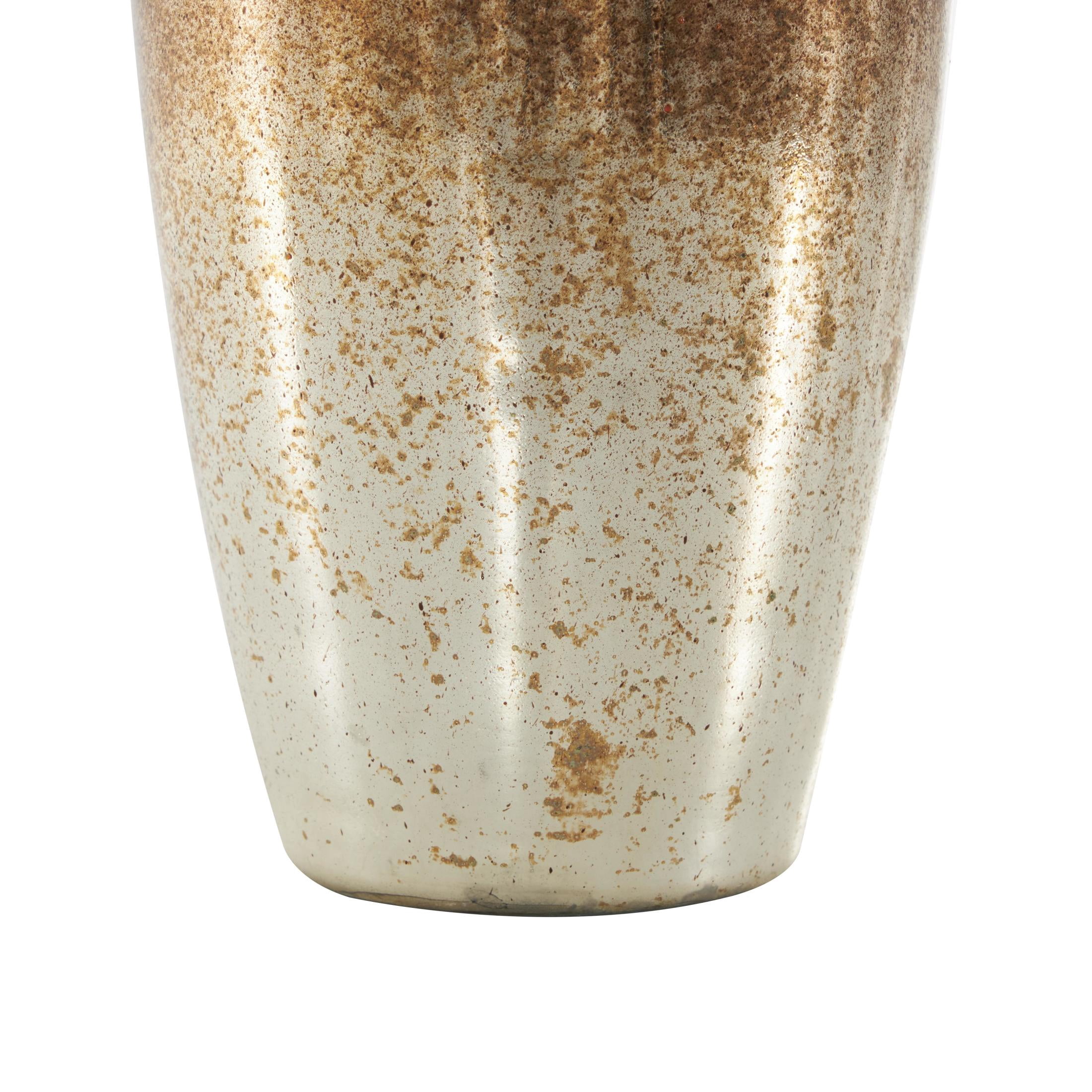 DecMode 5" x 14" Copper Glass Speckled Ombre Decorative Jars with Textured Top Knob and Gold and Beige Accents, 1-Piece