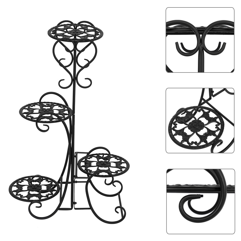 Kepooman 4 Potted Plant Stand, Heavy Duty Potted Holder Outdoor Plant Shelves for Flower Pot, Indoor/ Outdoor Metal Rustproof Iron Garden Planting Pot Stand for House, Garden, Patio (Round) Kepooman 4 Potted Plant Stand, Heavy Duty Potted Holder Outdoor Plant Shelves for Flower Pot, Indoor/ Outdoor Metal Rustproof Iron Garden Planting Pot Stand for House, Garden, Patio (Round)