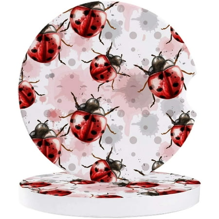 

ZHANZZK Watercolor Ladybug Pattern Set of 6 Car Coaster for Drinks Absorbent Ceramic Stone Coasters Cup Mat with Cork Base for Home Kitchen Room Coffee Table Bar Decor