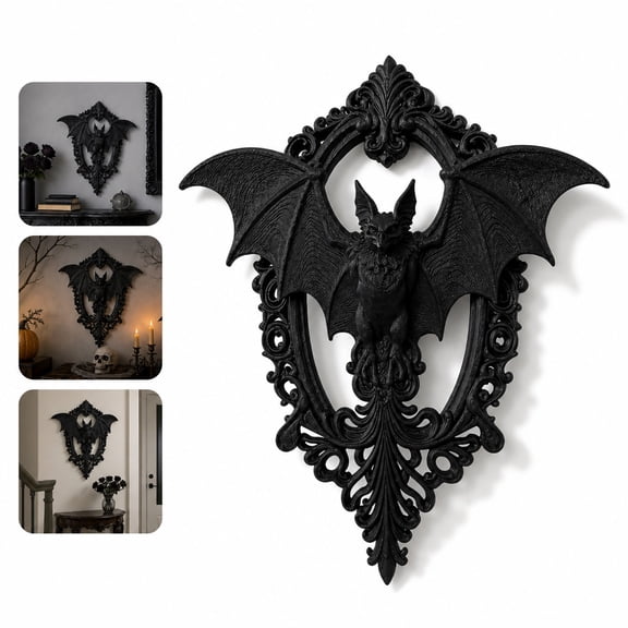 2-PCS 3D Printed Gothic Bat Wall Decoration, Dark Creative Hanging Ornament for Living Room Entryway Halloween Decor
