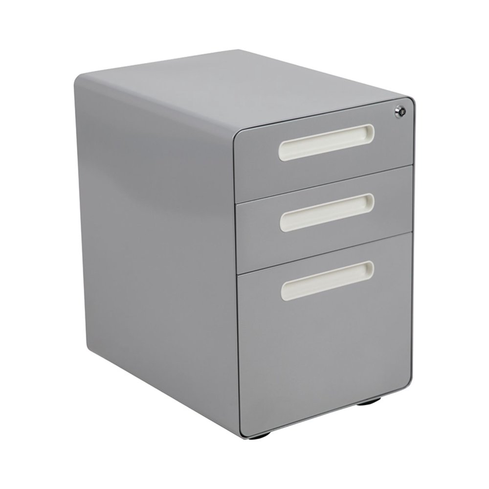 Offex Ergonomic 3Drawer Mobile Locking Filing with AntiTilt