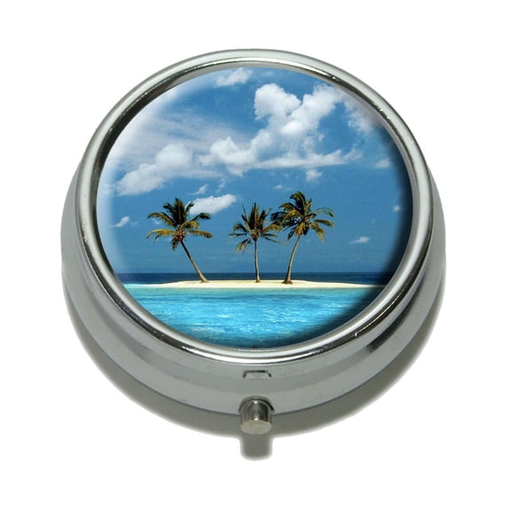 Tropical Beach - Island Sky Clouds Vacation Pill Box