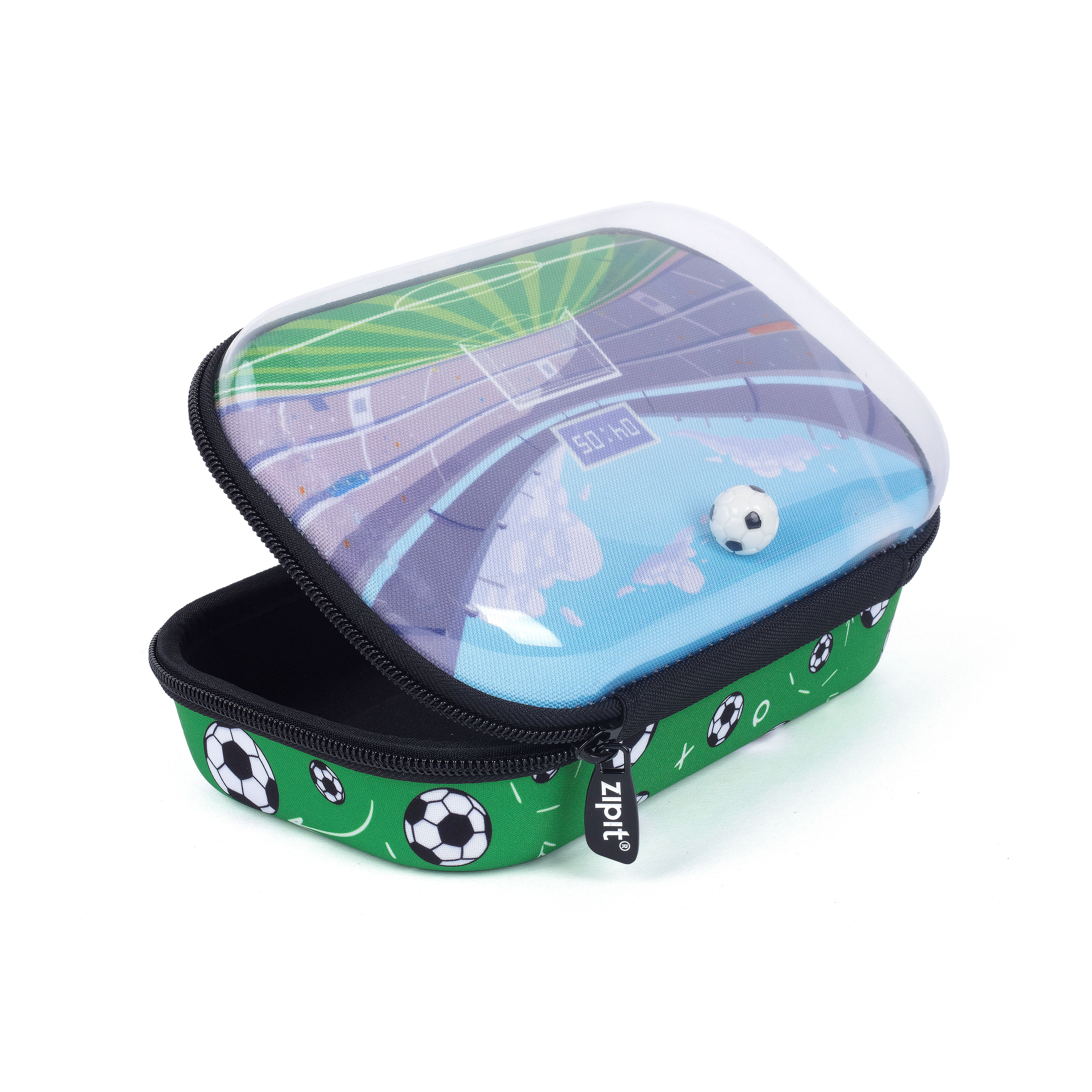 ZIPIT Soccer Pencil Box for Boys with Clear Top for Elementary School