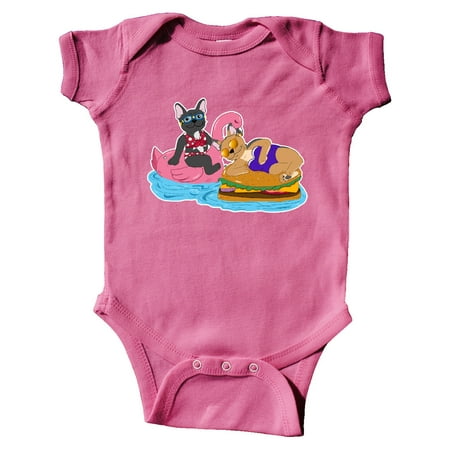 

Inktastic Pool Floaties with Cute French Bulldogs Gift Baby Boy or Baby Girl Bodysuit