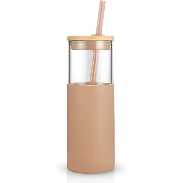 Tronco Bamboo Lids with Silicone Gasket,Reusable Natural Bamboo Lids with  Straw Hole for Glass Tumblers and Iced Coffee Cups