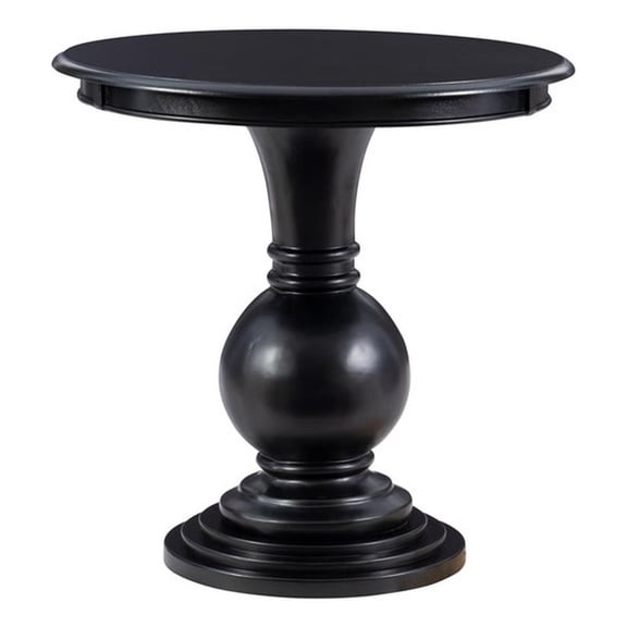Pemberley Row Wood Jet Black Accent Table Circular 26" Unassembled